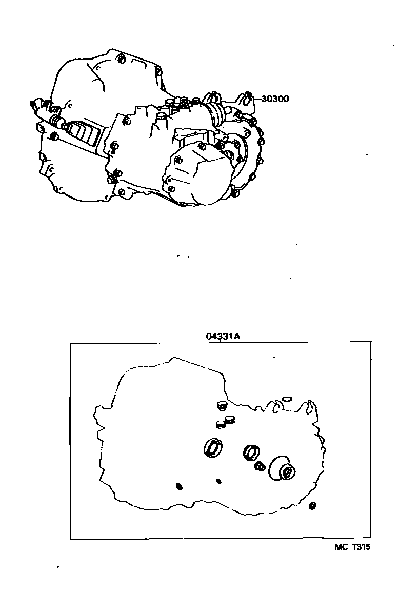 Toyota COROLLA 传动桥或变速器总成和衬垫组件(MTM) EPC diagram — MCT315