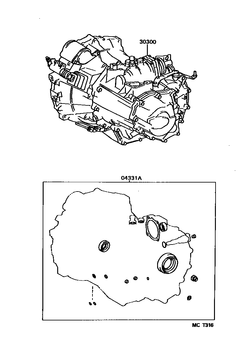 Toyota COROLLA 传动桥或变速器总成和衬垫组件(MTM) EPC diagram — MCT316