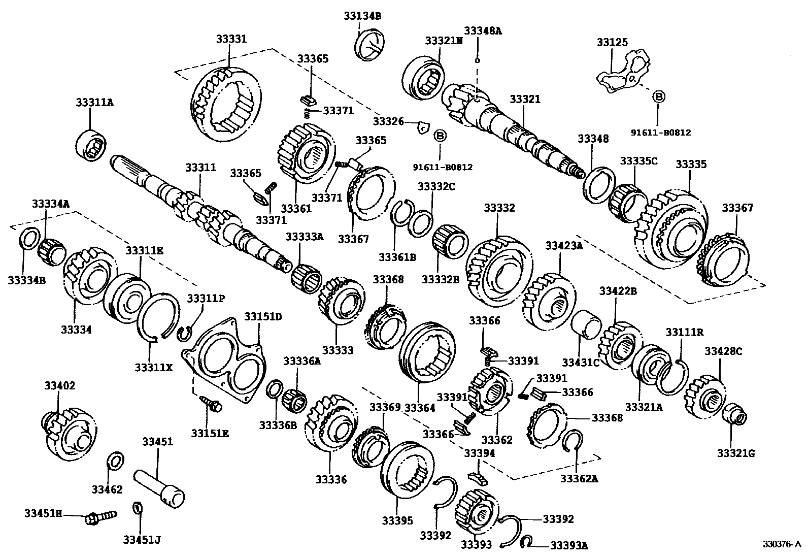 Toyota COROLLA 变速器齿轮(MTM) EPC diagram — 330376A