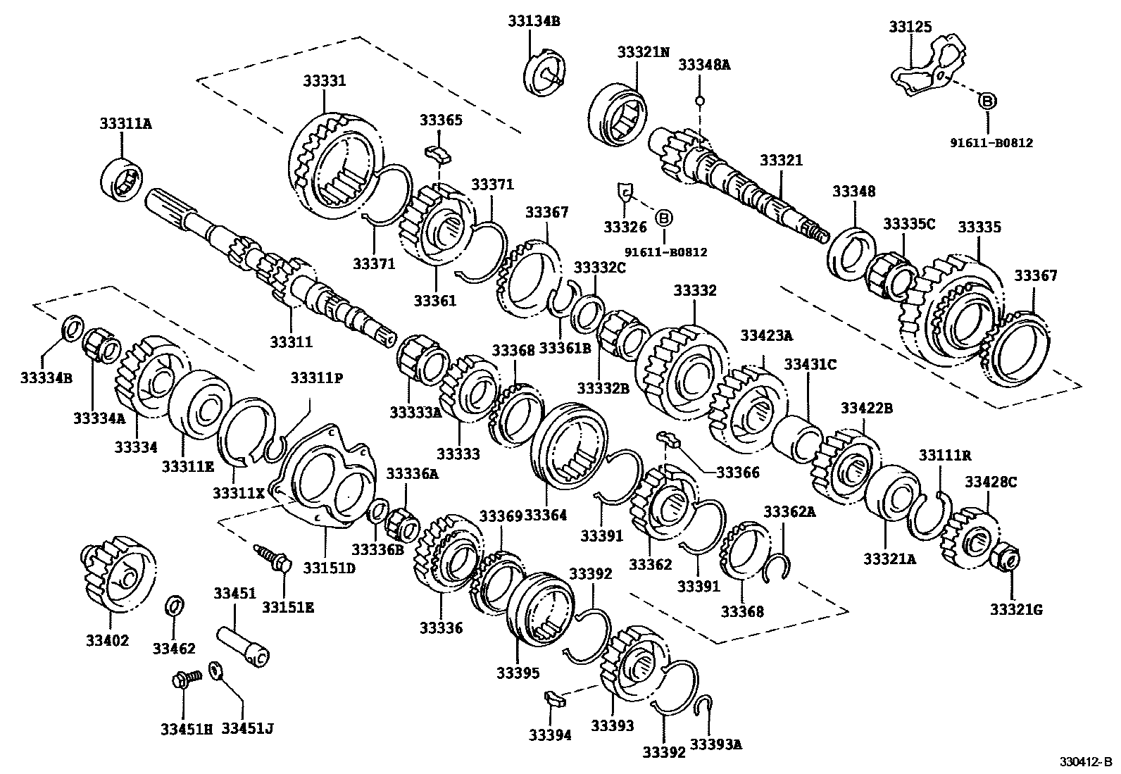 Toyota COROLLA 变速器齿轮(MTM) EPC diagram — 330412B