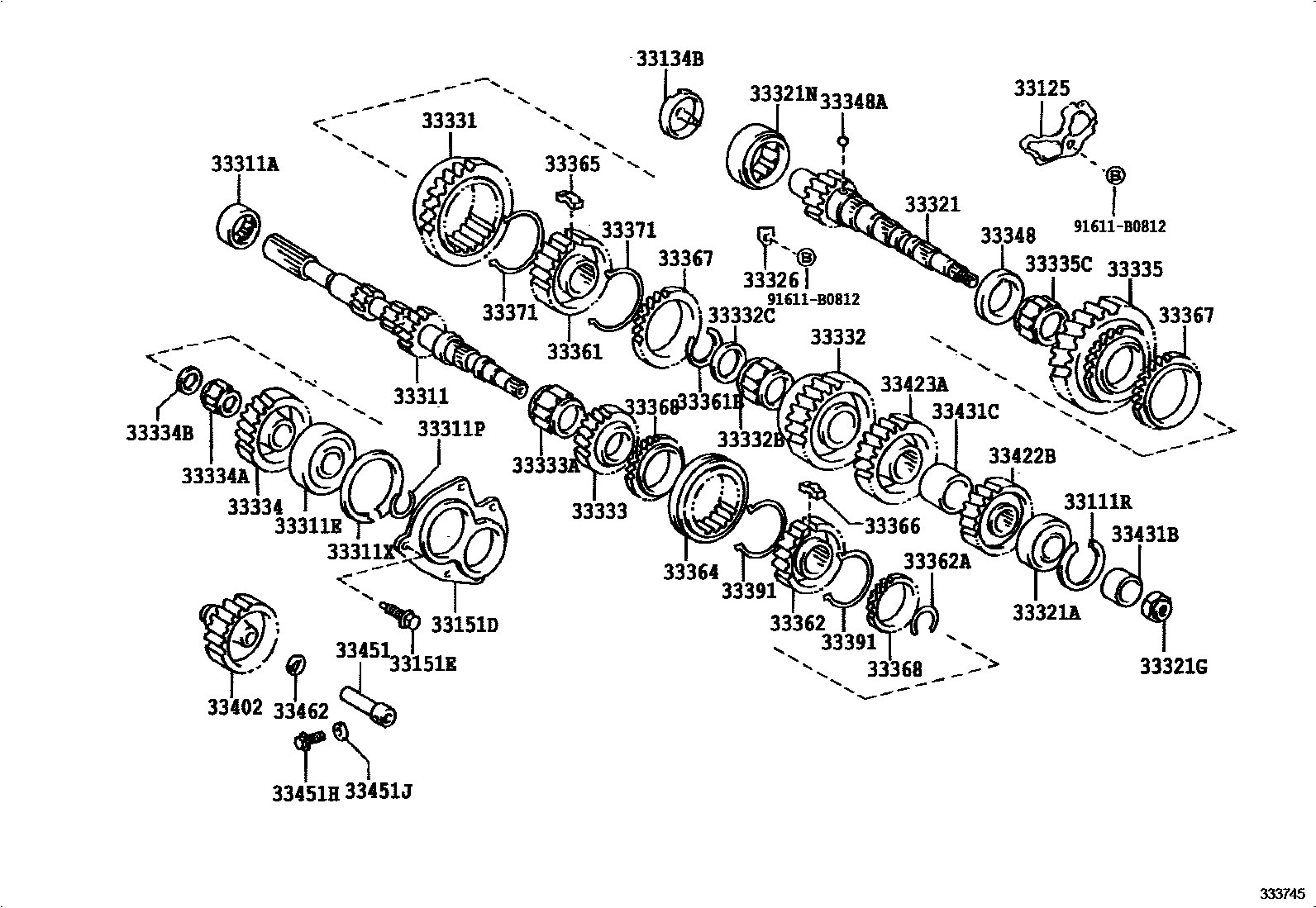 Toyota COROLLA 变速器齿轮(MTM) EPC diagram — 333745