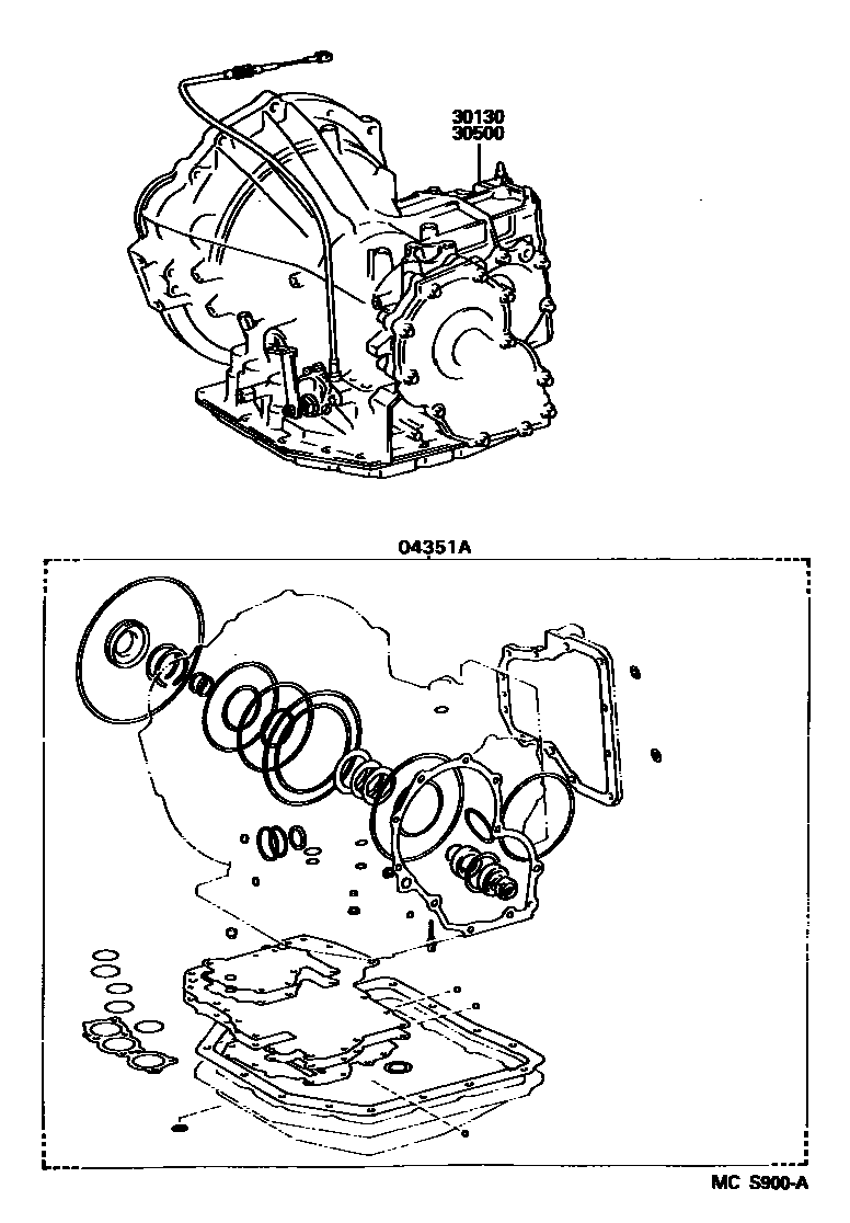 Toyota COROLLA 传动桥或变速器总成和衬垫组件(ATM) EPC diagram — MCS900A