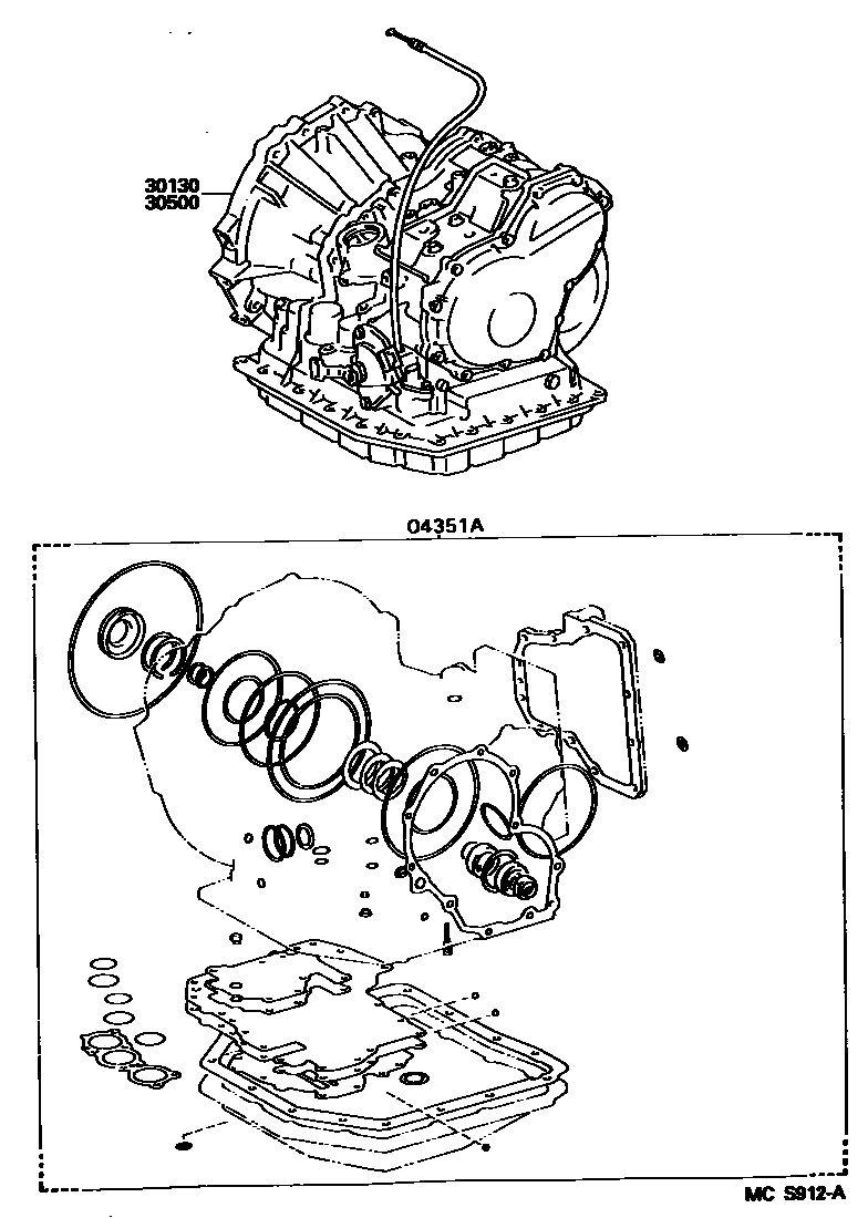 Toyota COROLLA 传动桥或变速器总成和衬垫组件(ATM) EPC diagram — MCS912A