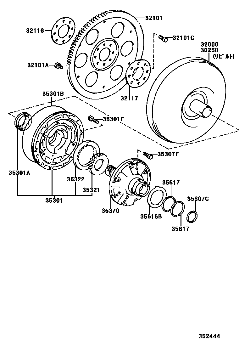 Toyota COROLLA 变矩器、前油泵和链条(ATM) EPC diagram — 352444