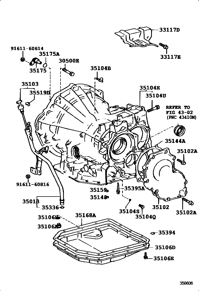Toyota COROLLA 变速器壳和油底壳(ATM) EPC diagram — 358606