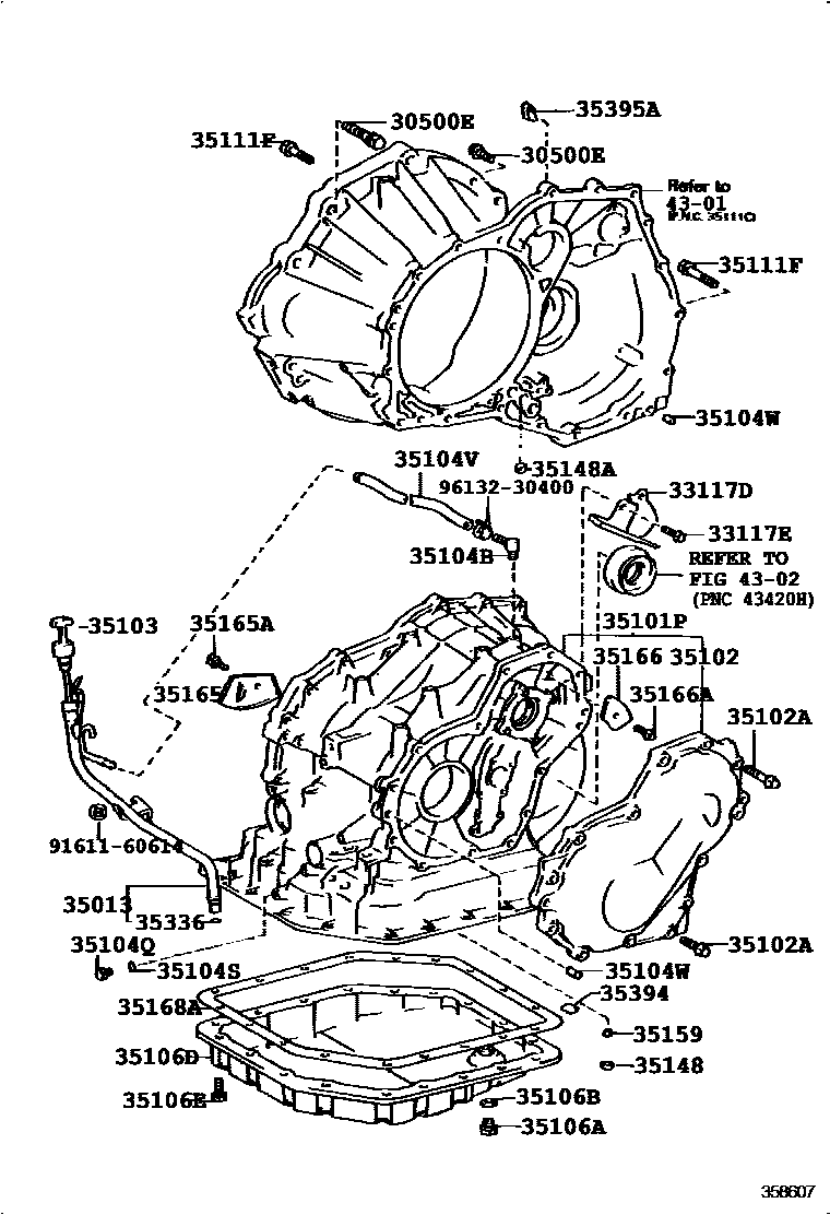 Toyota COROLLA 变速器壳和油底壳(ATM) EPC diagram — 358607