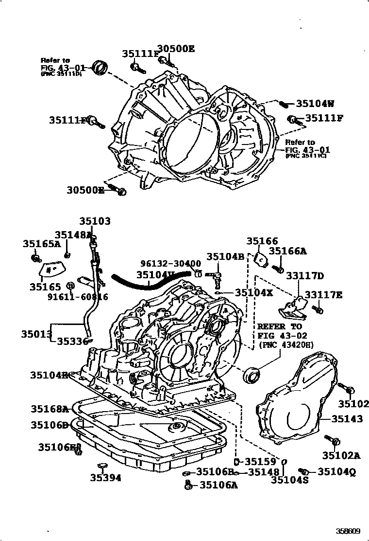 Toyota COROLLA 变速器壳和油底壳(ATM) EPC diagram — 358609
