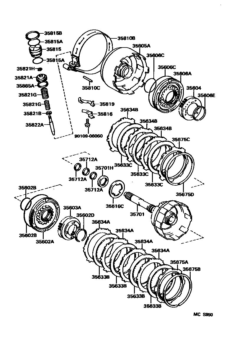 Toyota COROLLA 制动带和多片式离合器(ATM) EPC diagram — MCS950