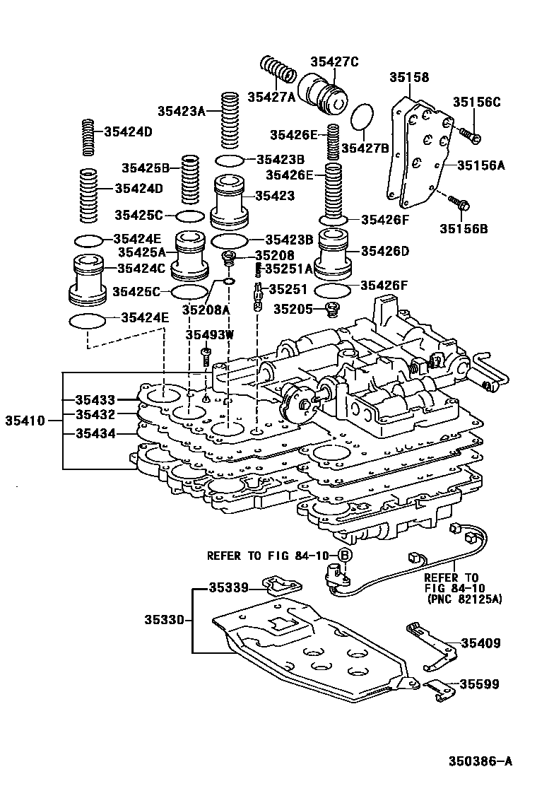 Toyota COROLLA 阀体和滤油网(ATM) EPC diagram — 350386A