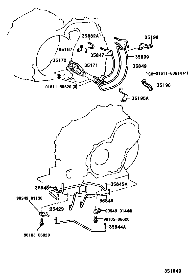 Toyota COROLLA 阀体和滤油网(ATM) EPC diagram — 351849