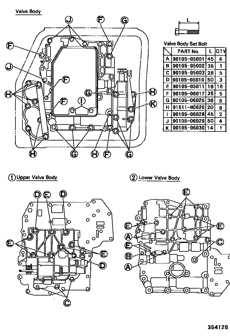 Toyota COROLLA 阀体和滤油网(ATM) EPC diagram — 354126