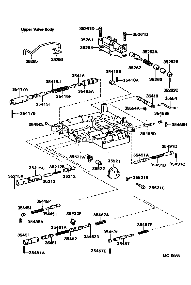 Toyota COROLLA 阀体和滤油网(ATM) EPC diagram — MCS988