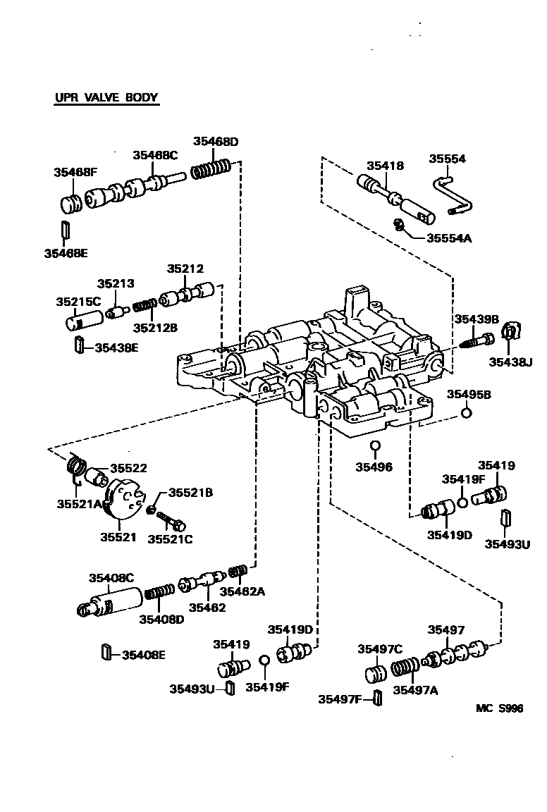 Toyota COROLLA 阀体和滤油网(ATM) EPC diagram — MCS996