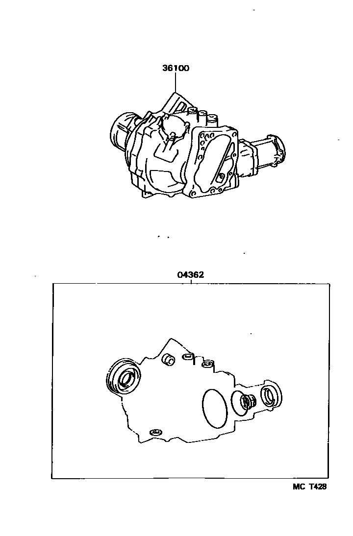 Toyota COROLLA Transfer Assembly & Gasket Kit EPC diagram — MCT428