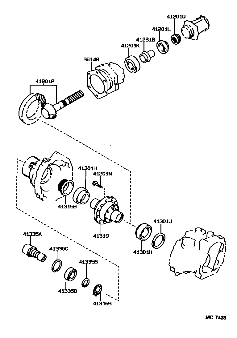 Toyota COROLLA Transfer Gear EPC diagram — MCT433