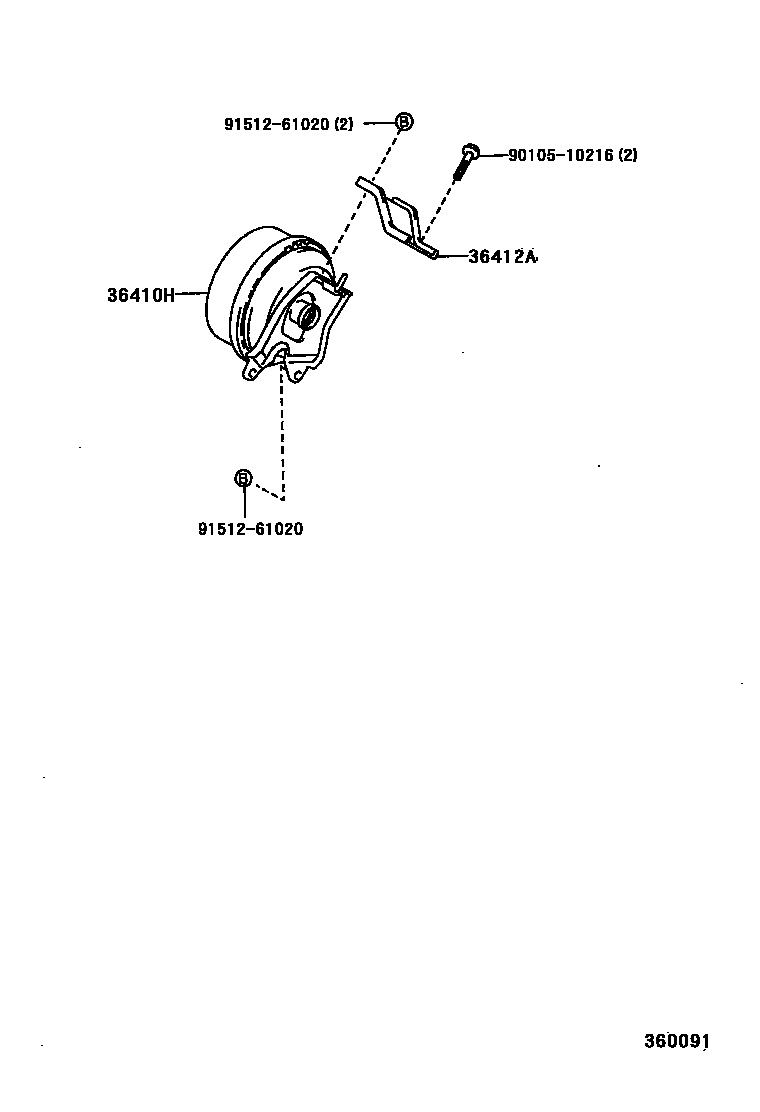 Toyota COROLLA 膜片缸和分动器真空执行器 EPC diagram — 360091