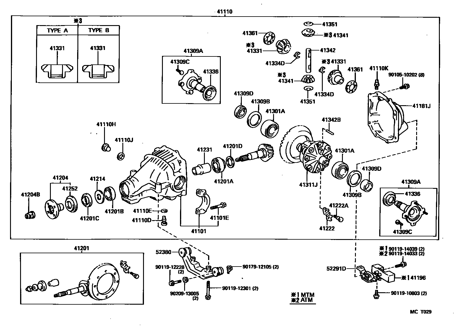 Toyota COROLLA 后桥壳和差速器 EPC diagram — MCT029