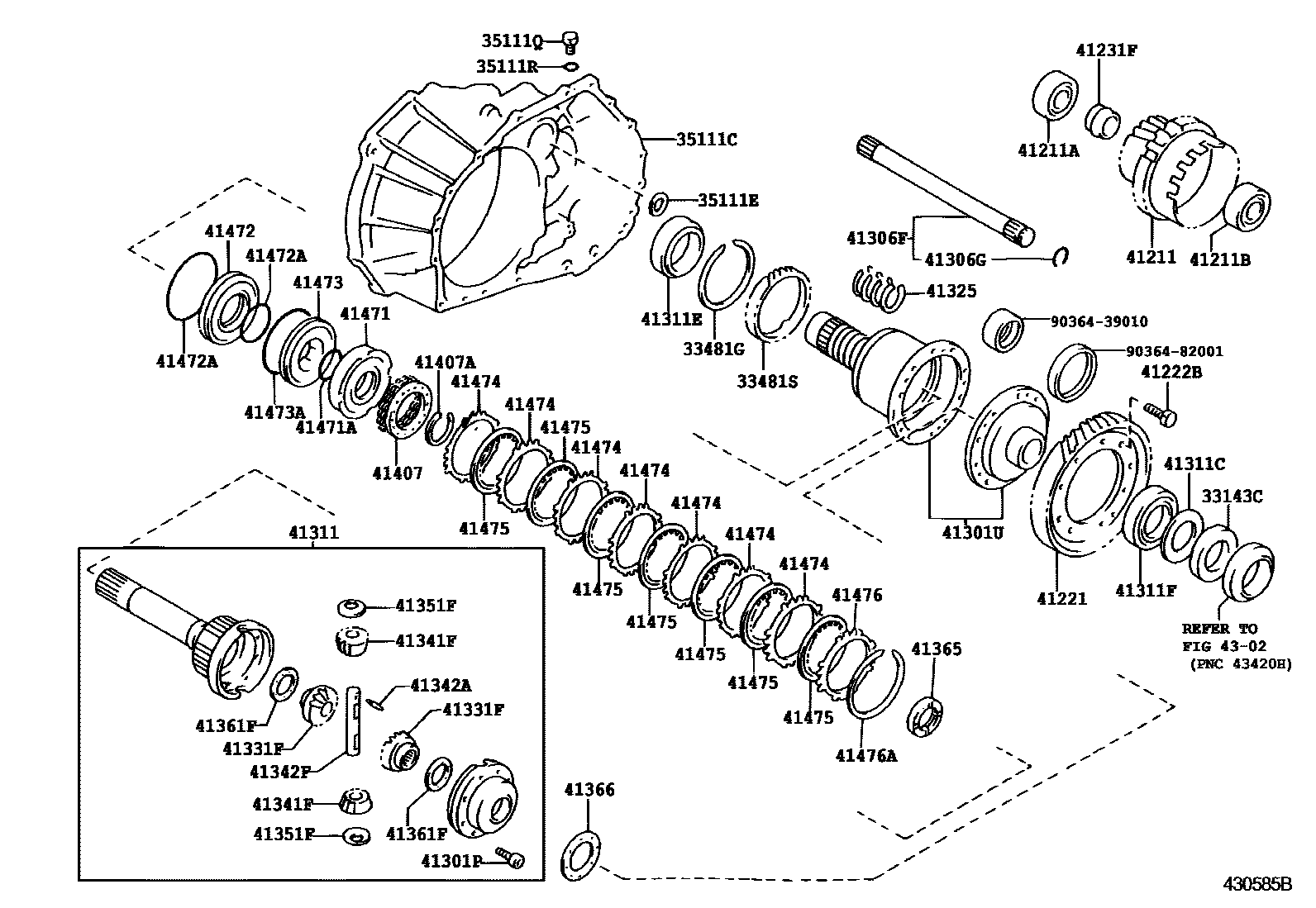 Toyota COROLLA 前桥壳和差速器 EPC diagram — 430585B