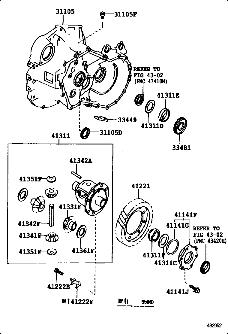 Toyota COROLLA 前桥壳和差速器 EPC diagram — 432952