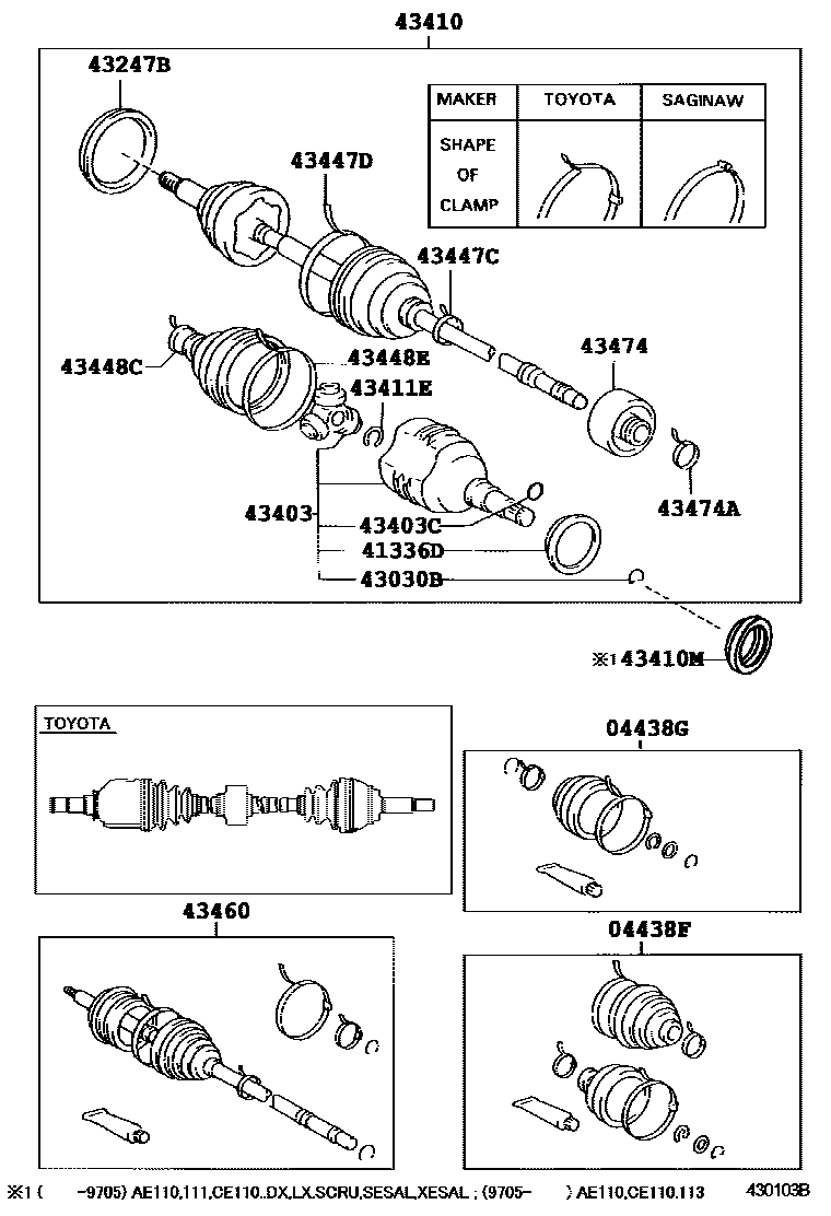 Toyota COROLLA Front Drive Shaft EPC diagram — 430103B