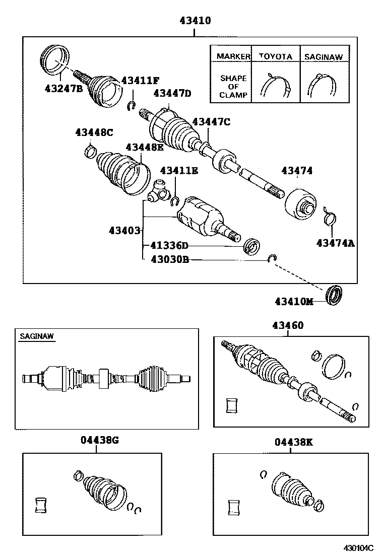Toyota COROLLA Front Drive Shaft EPC diagram — 430104C