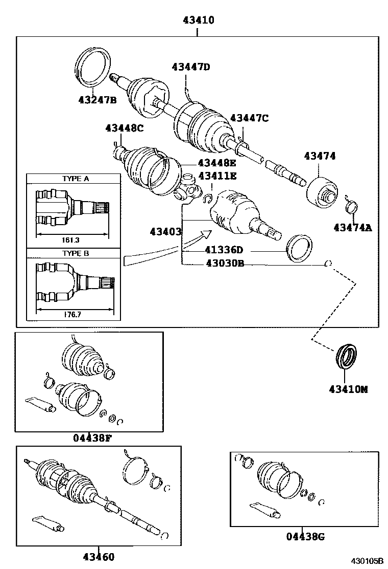 Toyota COROLLA Front Drive Shaft EPC diagram — 430105B