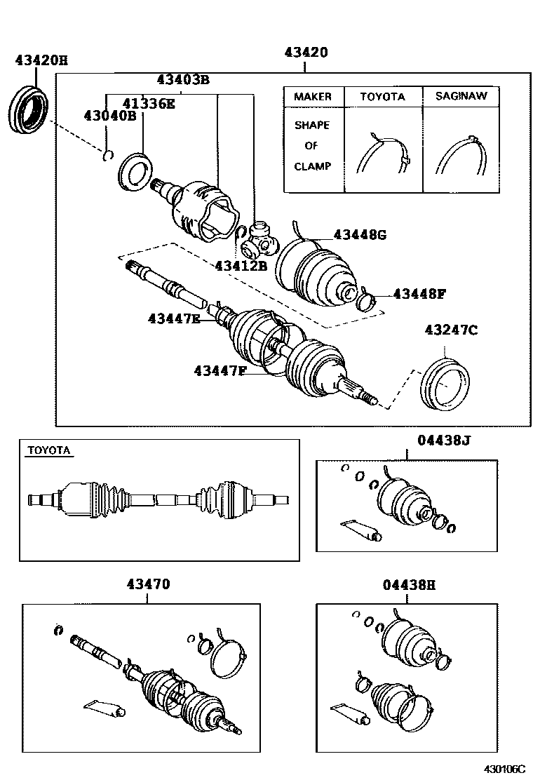 Toyota COROLLA Front Drive Shaft EPC diagram — 430106C