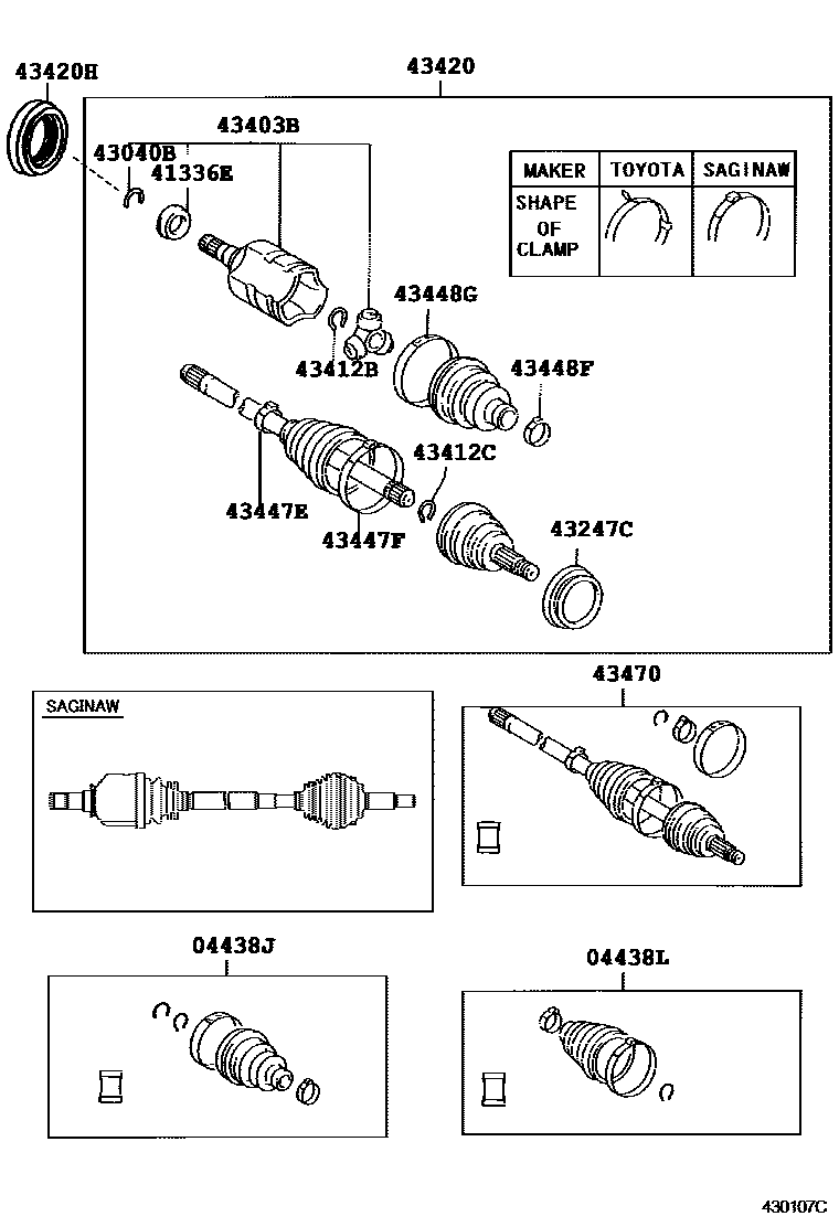 Toyota COROLLA Front Drive Shaft EPC diagram — 430107C