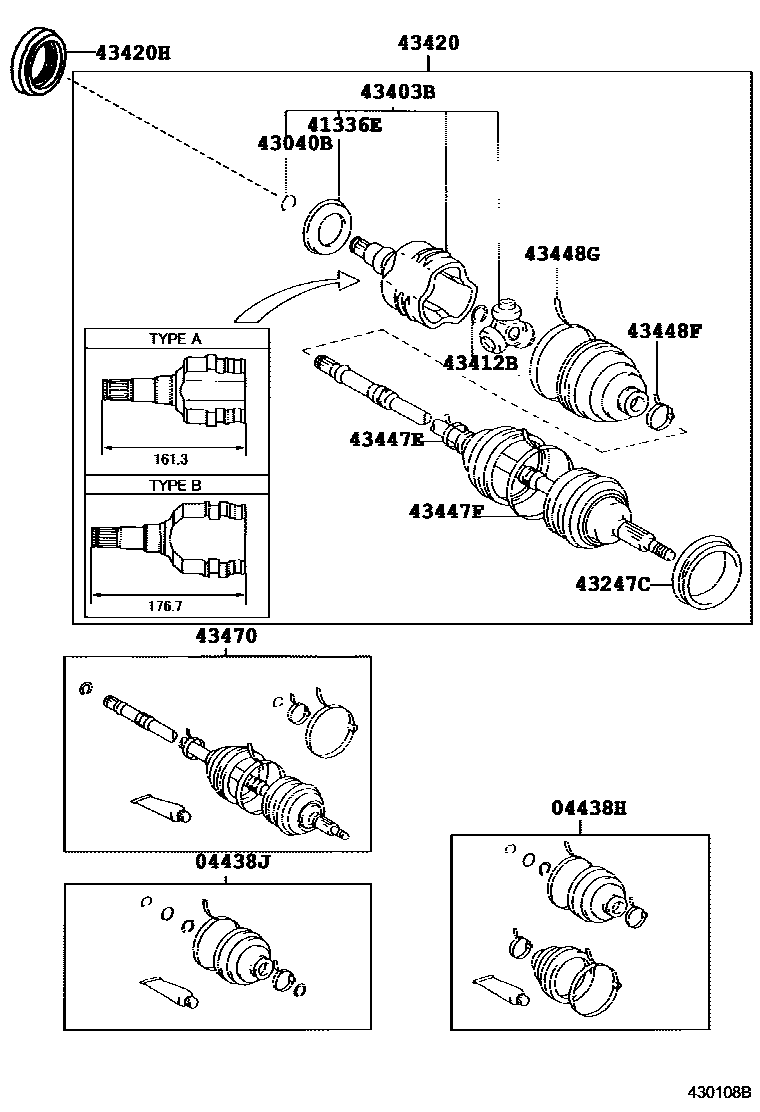 Toyota COROLLA Front Drive Shaft EPC diagram — 430108B