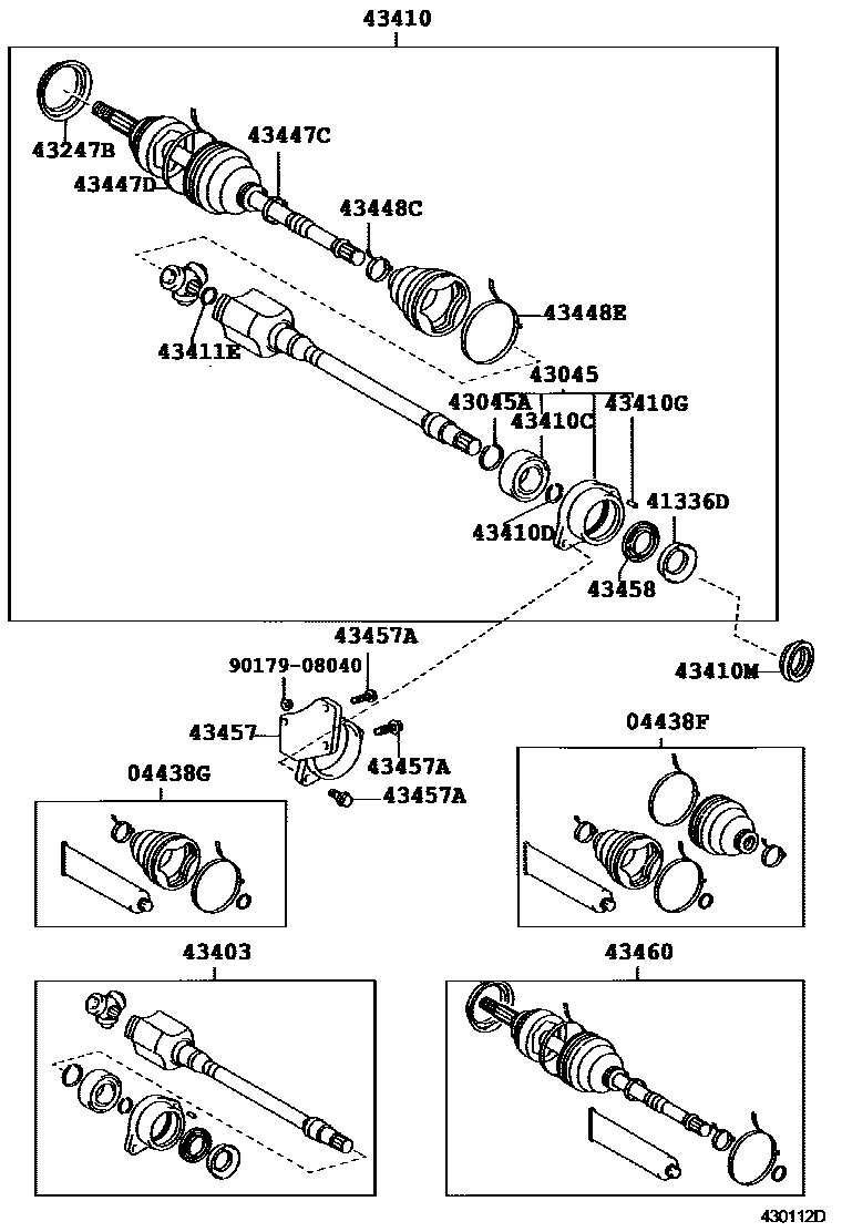 Toyota COROLLA Front Drive Shaft EPC diagram — 430112D