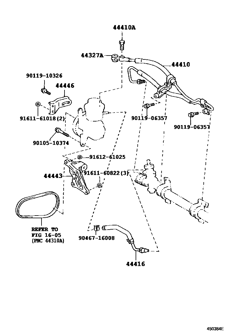 Toyota COROLLA 动力转向配管 EPC diagram — 450384E