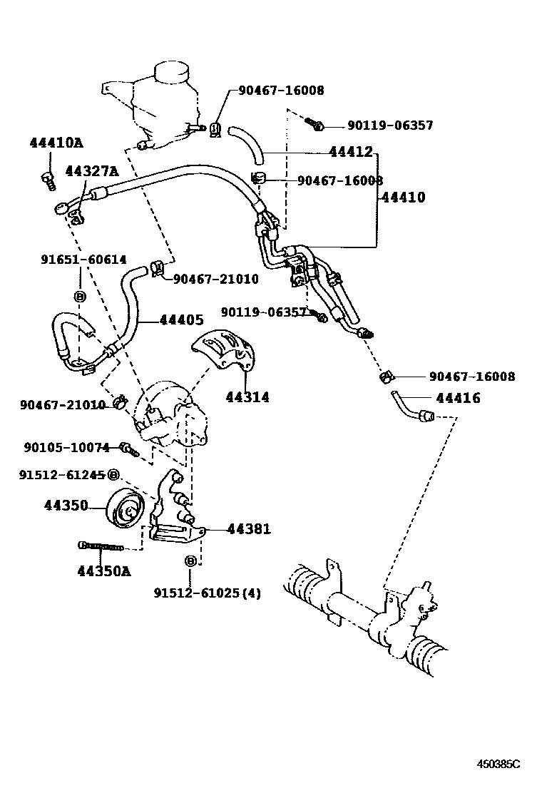 Toyota COROLLA 动力转向配管 EPC diagram — 450385C