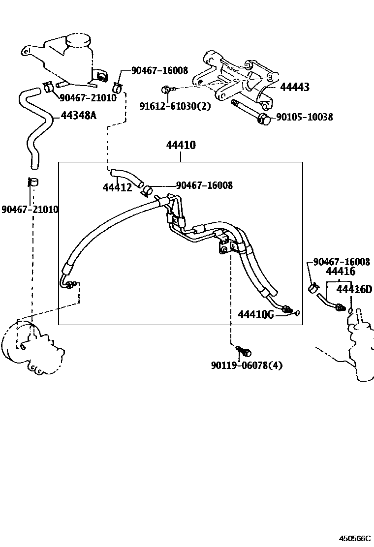 Toyota COROLLA 动力转向配管 EPC diagram — 450566C