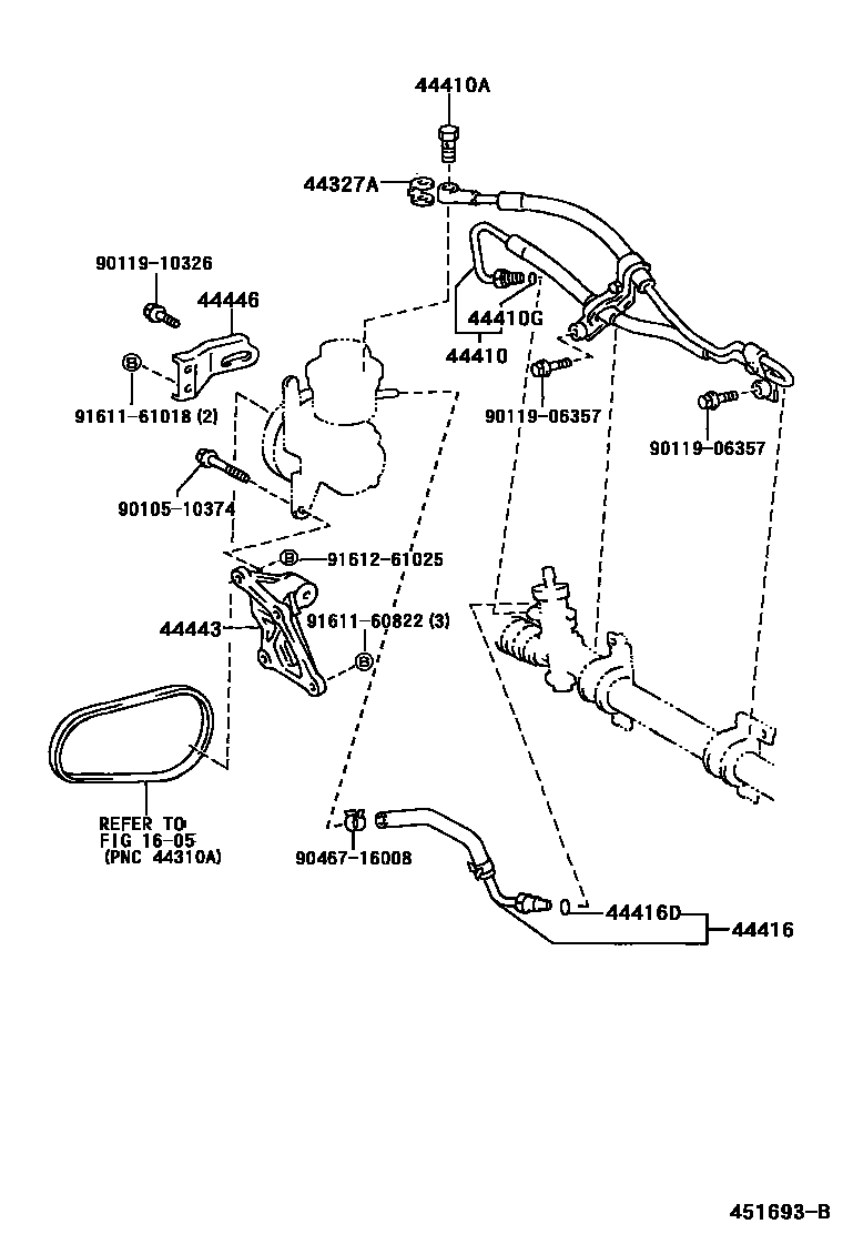 Toyota COROLLA 动力转向配管 EPC diagram — 451693B