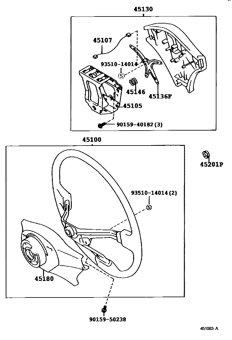 Toyota COROLLA Steering Wheel EPC diagram — 451063A