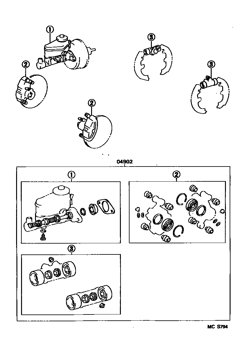 Toyota COROLLA 制动器保养组件 EPC diagram — MCS794