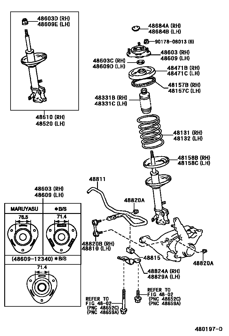 Toyota COROLLA Front Spring & Shock Absorber EPC diagram — 480197D