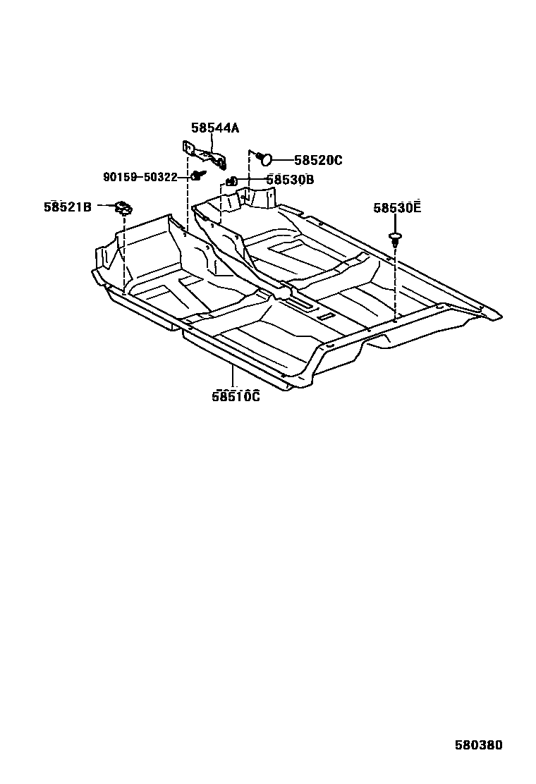 Toyota COROLLA 地板垫和地毯 EPC diagram — 580380