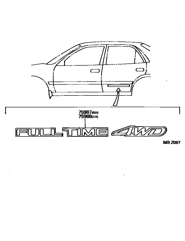 Toyota COROLLA 车身镶条 EPC diagram — MBZ097