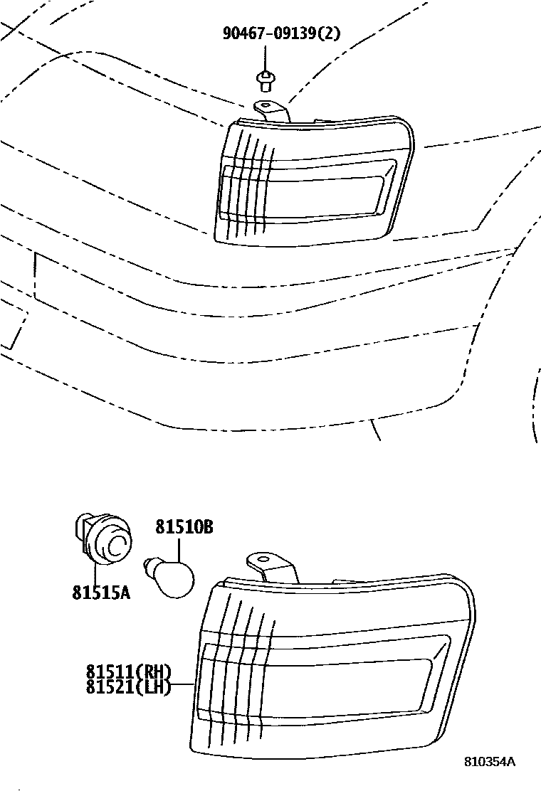 Toyota COROLLA 前转向灯 EPC diagram — 810354A