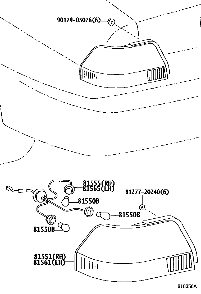 Toyota COROLLA 后组合灯 EPC diagram — 810356A