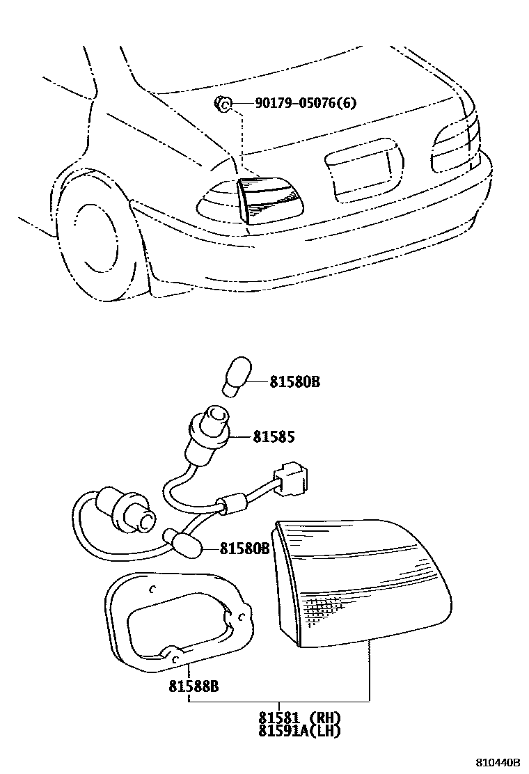 Toyota COROLLA 后组合灯 EPC diagram — 810440B