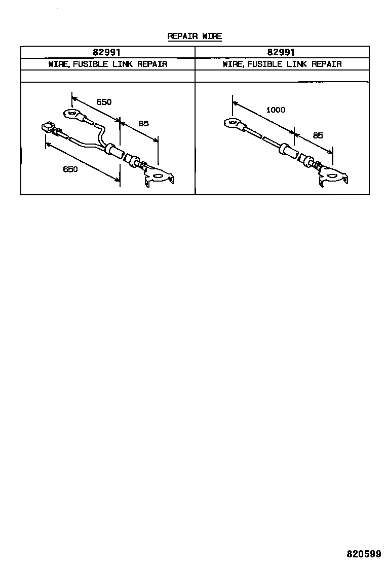Toyota COROLLA 线束和卡夹 EPC diagram — 820599