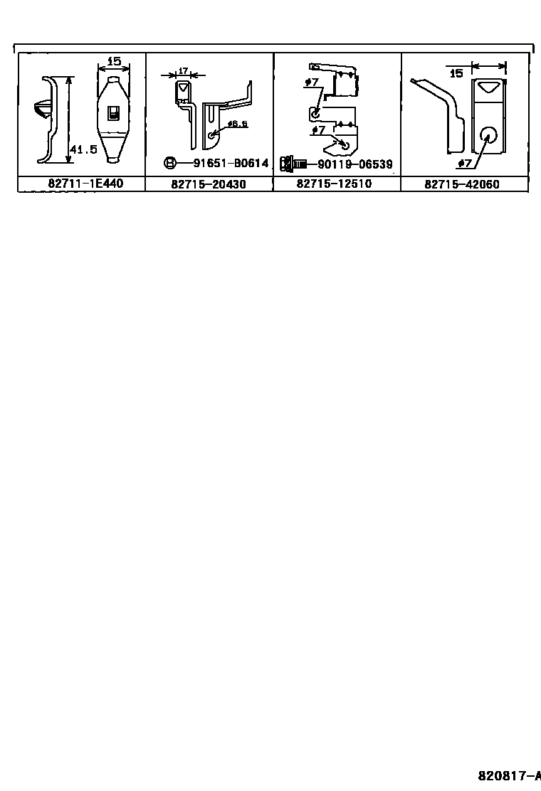 Toyota COROLLA 线束和卡夹 EPC diagram — 820817A
