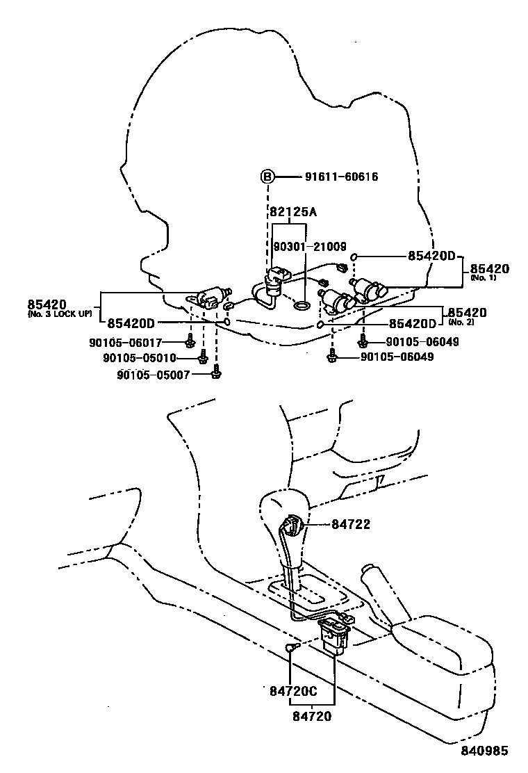 Toyota COROLLA 超速档和电子控制变速器 EPC diagram — 840985