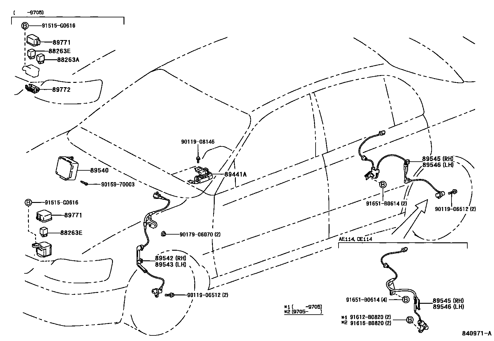 Toyota COROLLA ABS 和 VSC EPC diagram — 840971A