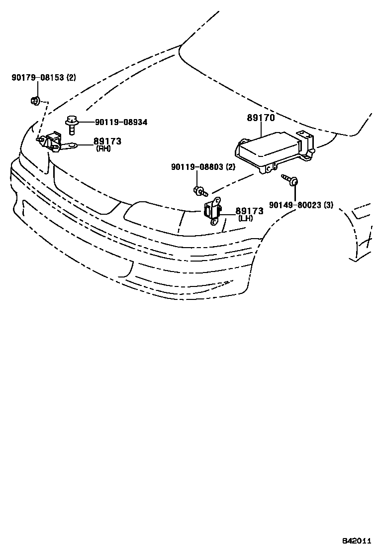 Toyota COROLLA 空气囊 EPC diagram — 842011