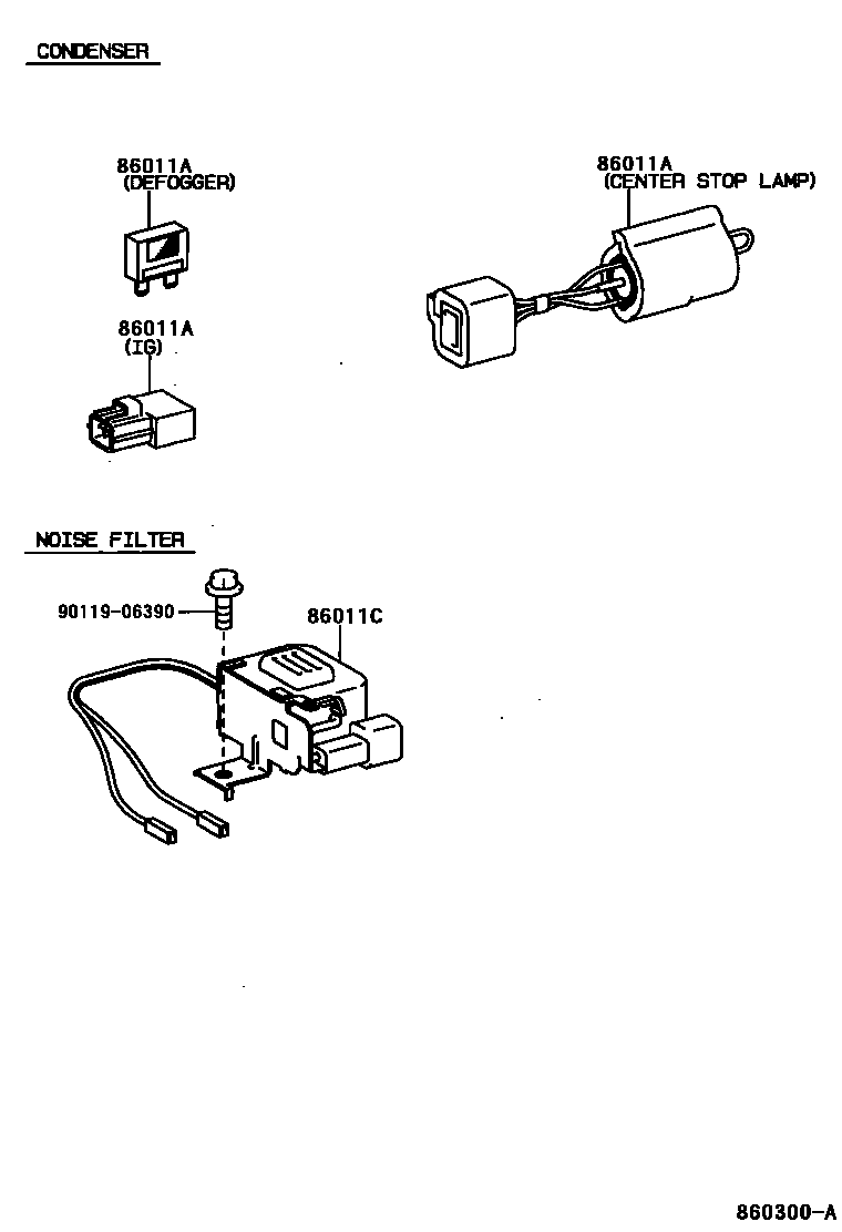 Toyota COROLLA 收音机、放大器和冷凝器 EPC diagram — 860300A