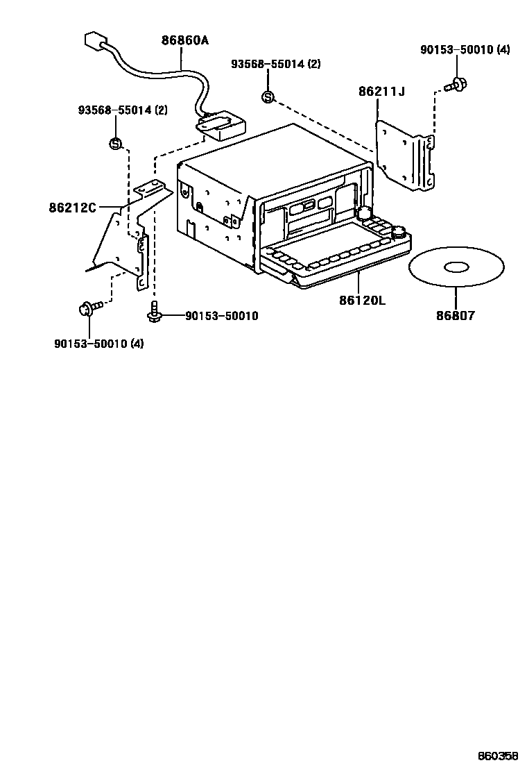 Toyota COROLLA 导航和前监视器显示屏 EPC diagram — 860358