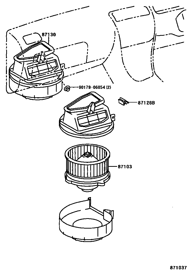 Toyota COROLLA 暖风和空调系统 - 加热装置和鼓风机 EPC diagram — 871037